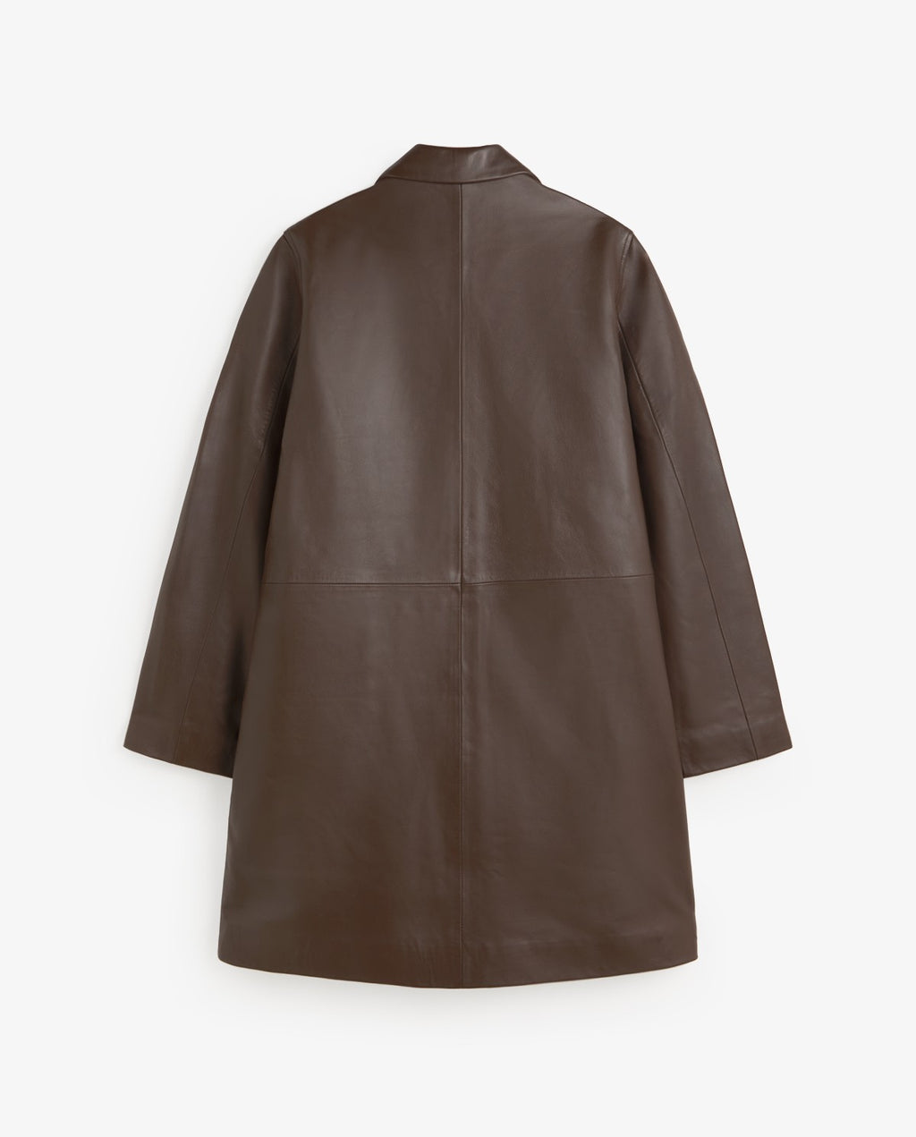 Yerse | Leather Midi Coat - Dark Brown