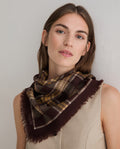 Yerse | Wool Plaid Scarf - Chocolate