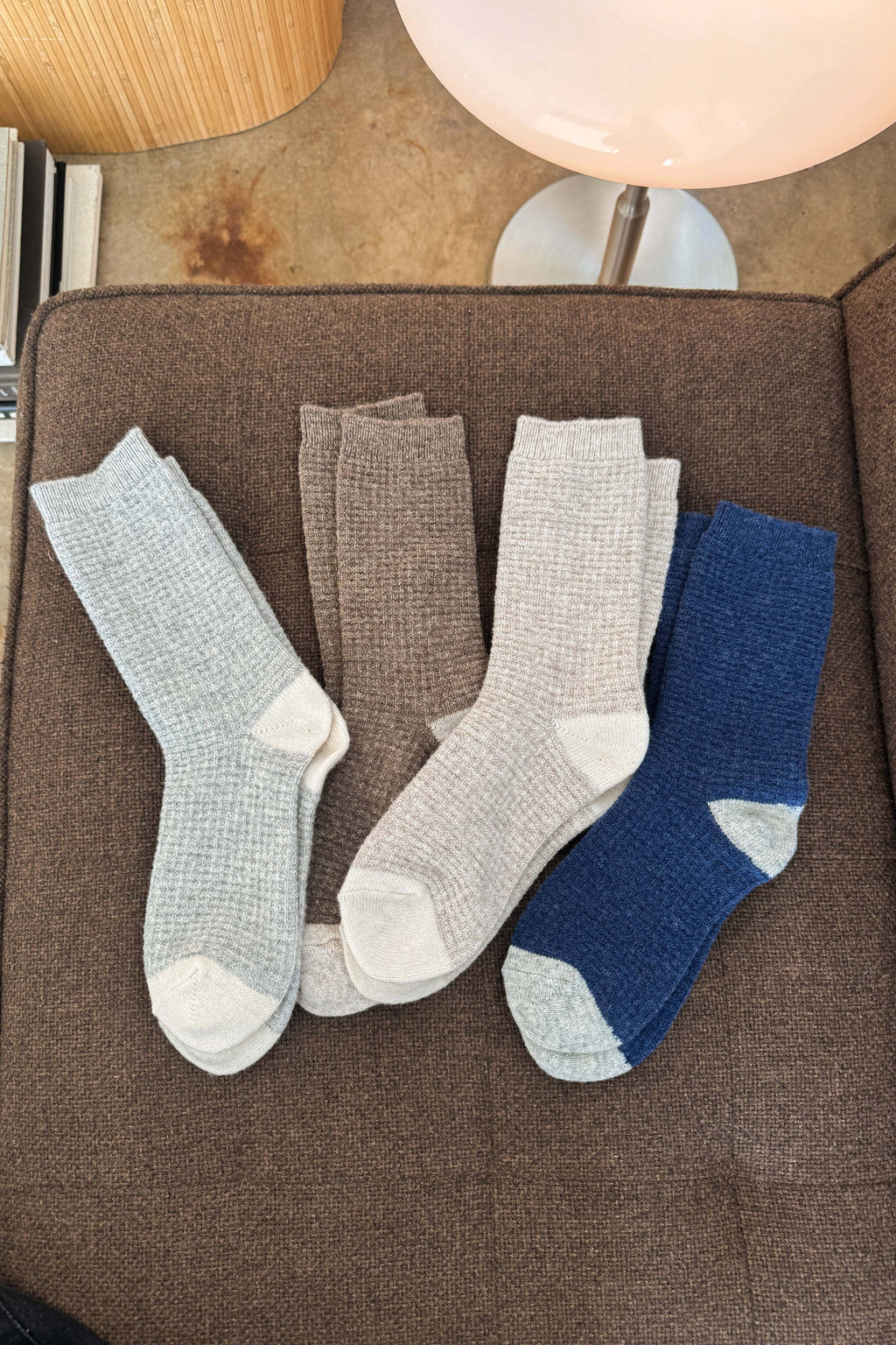 Le Bon Shoppe | Wool Waffled Socks - Brown/Oatmeal