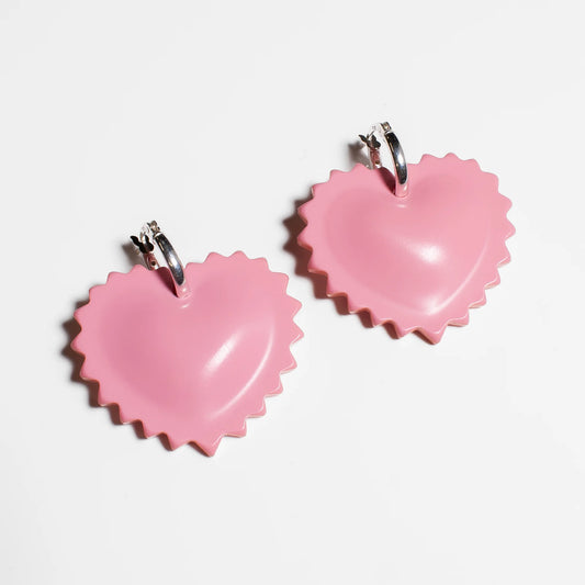 Woll | Ravioli Heart Earrings - Pink