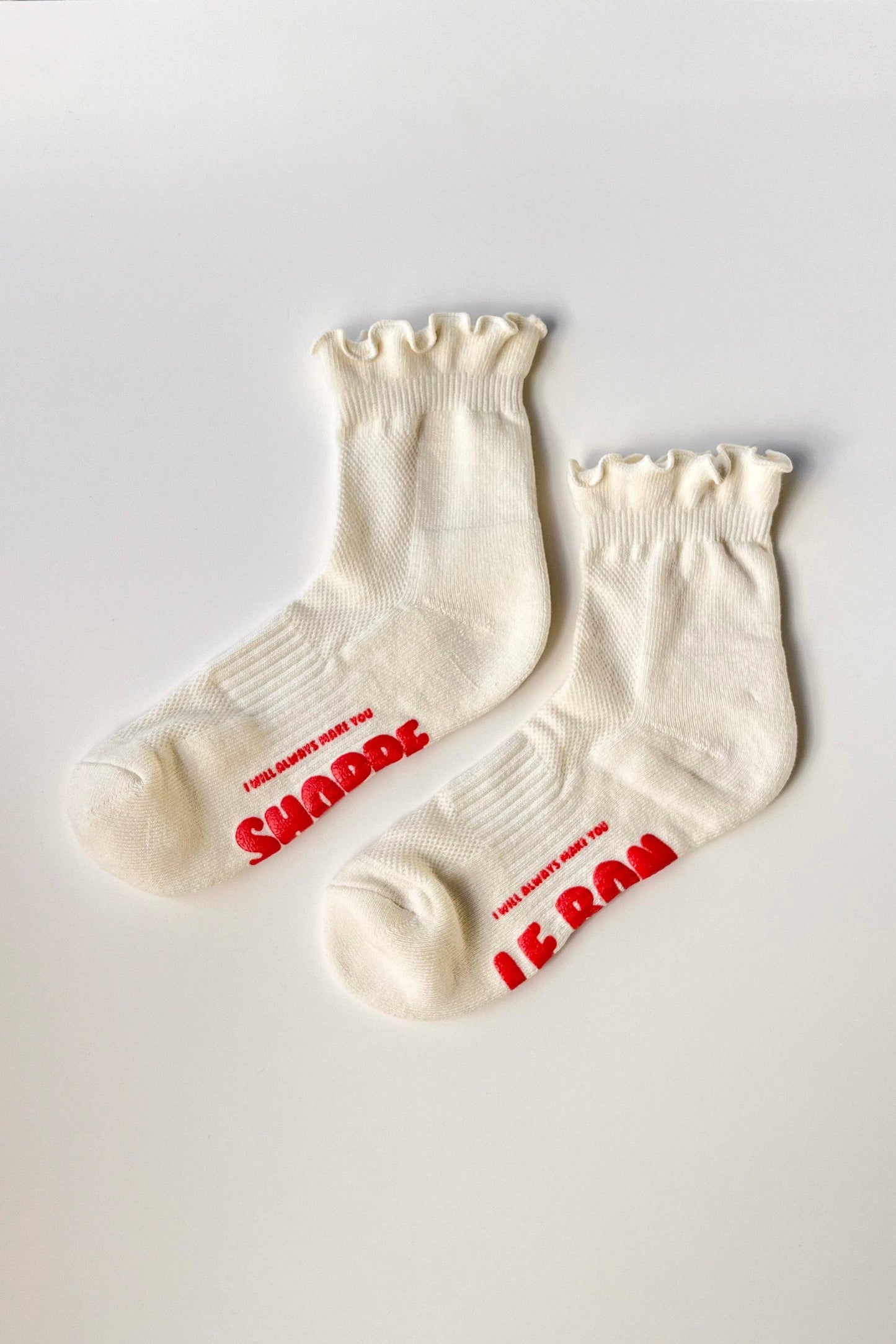 Le Bon Shoppe | Ruffled Hugger Crew Socks - Vanilla / Red