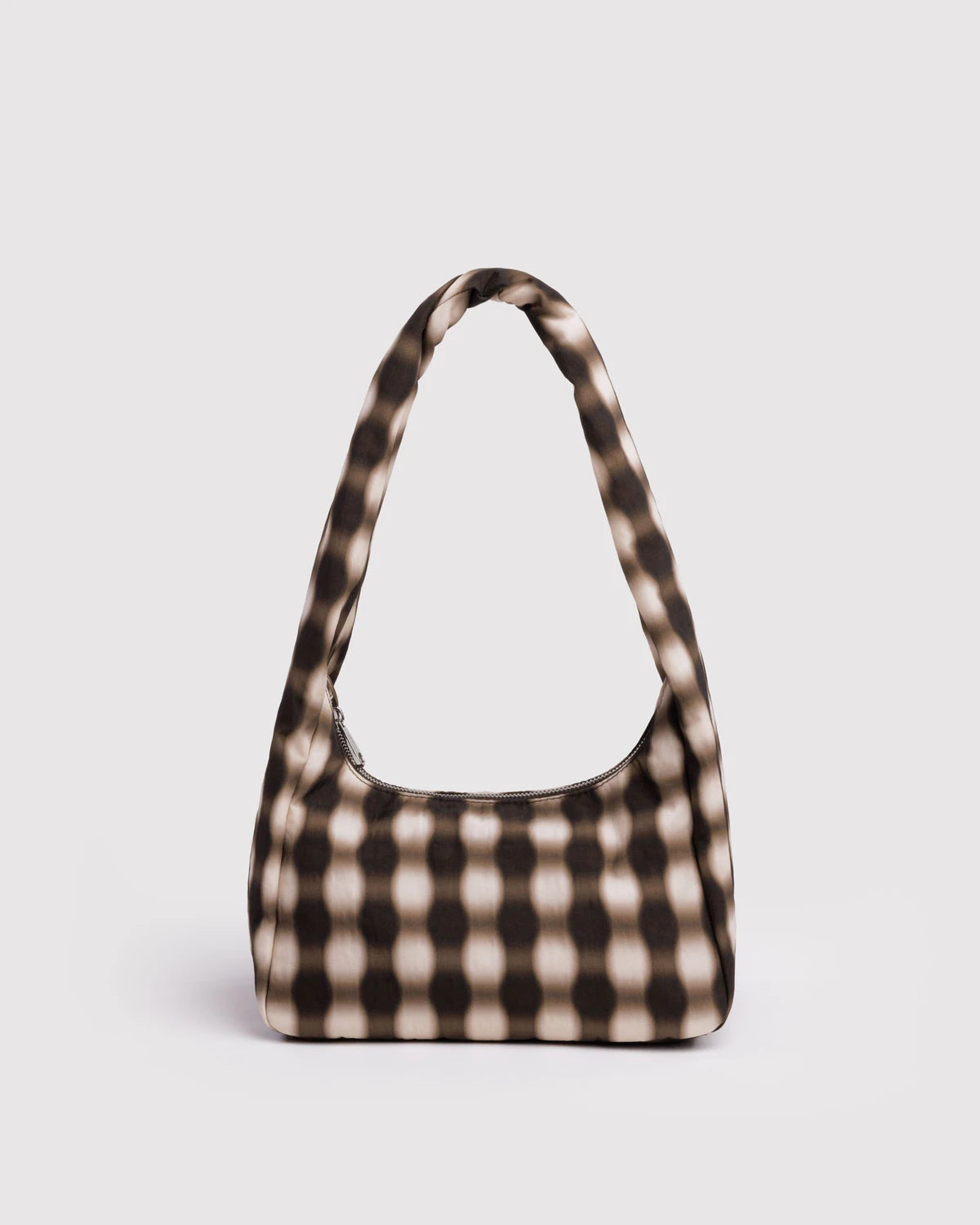 Baggu | Small Nylon Meringue Bag - Blurred Gingham Brown