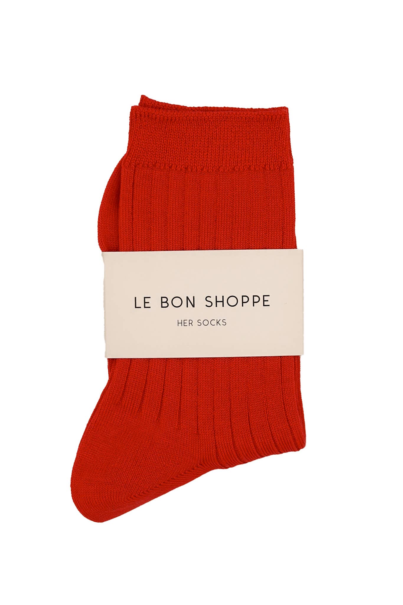 Her Socks - Mercerized Combed Cotton Rib: Classic Red