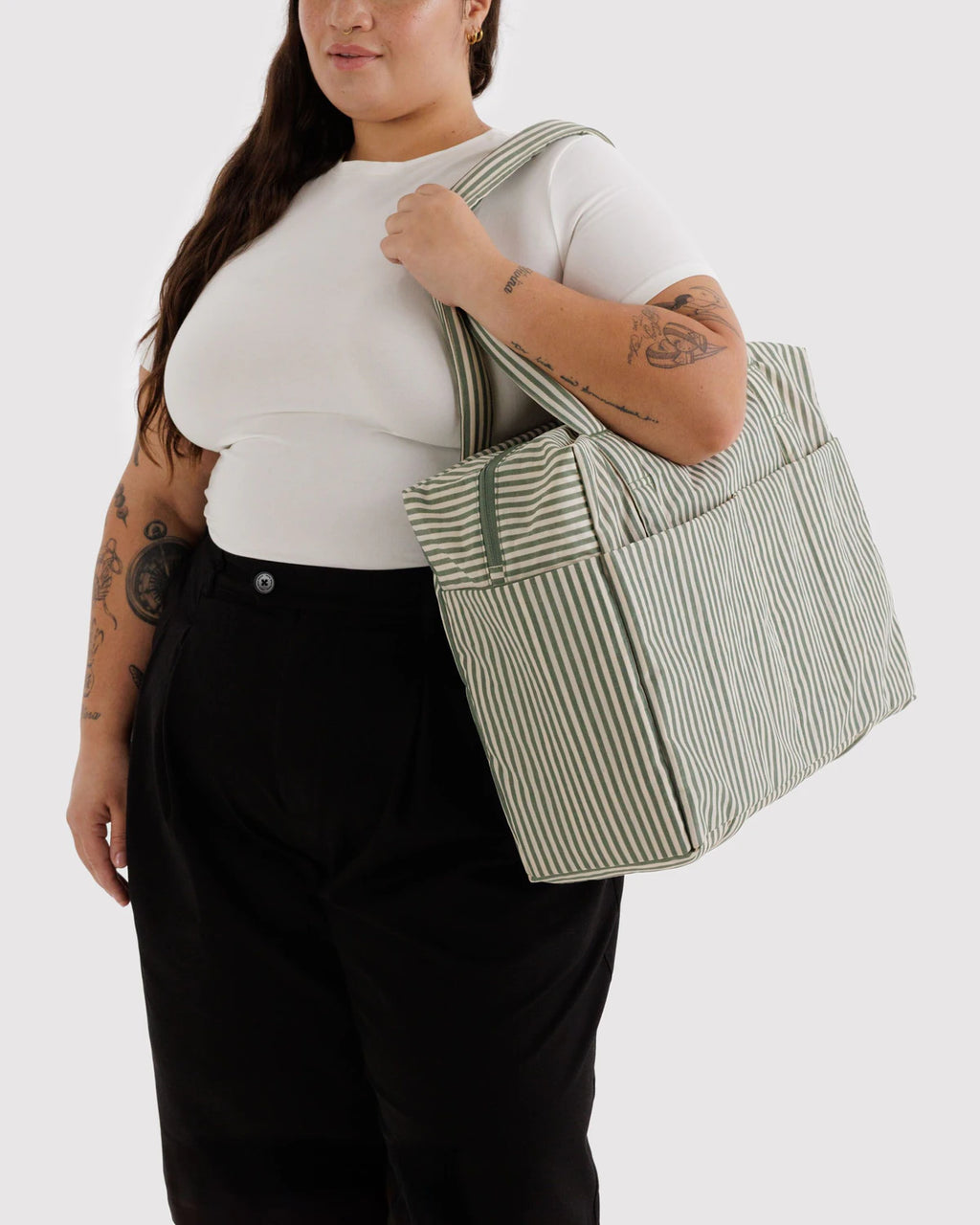 Baggu | Cloud Carry On - Sage Stripe