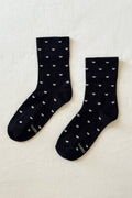 Le Bon Shoppe | Sneaker Socks: Heart - Black / Cream