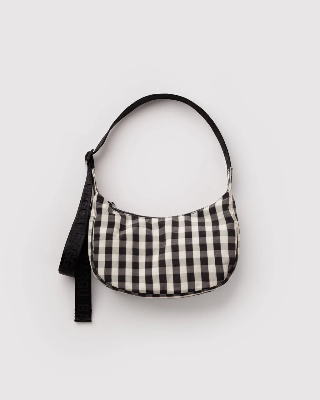 Baggu | Small Nylon Crescent Bag - Black and Cream Gingham