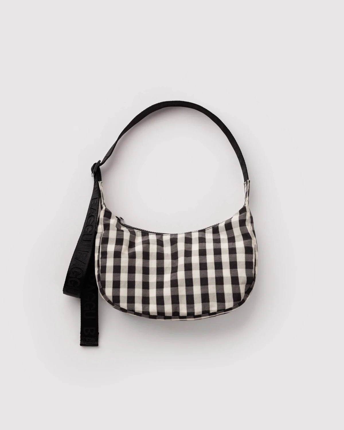 Baggu | Small Nylon Crescent Bag - Black and Cream Gingham