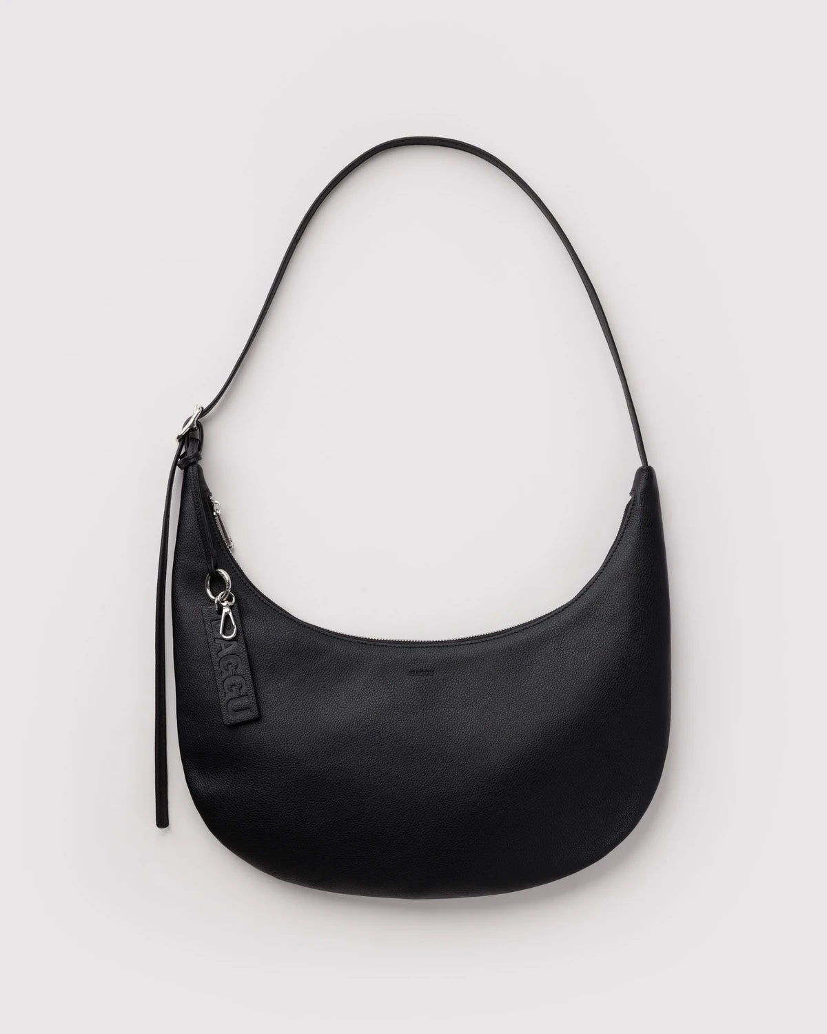 Baggu | Medium Recycled Leather Flat Crescent - Black