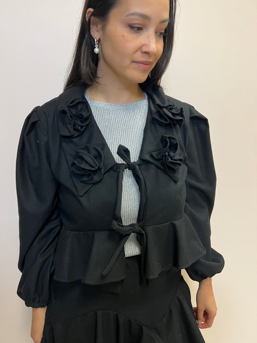 Tach | Lea Wool Blend Blouse - BLACK