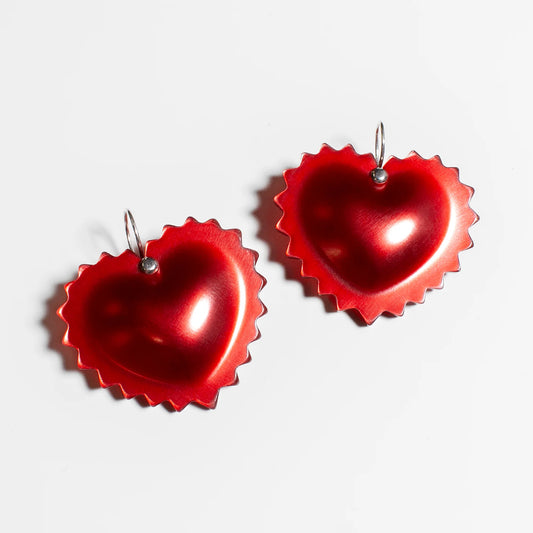 Woll | Ravioli Heart Earrings - Red