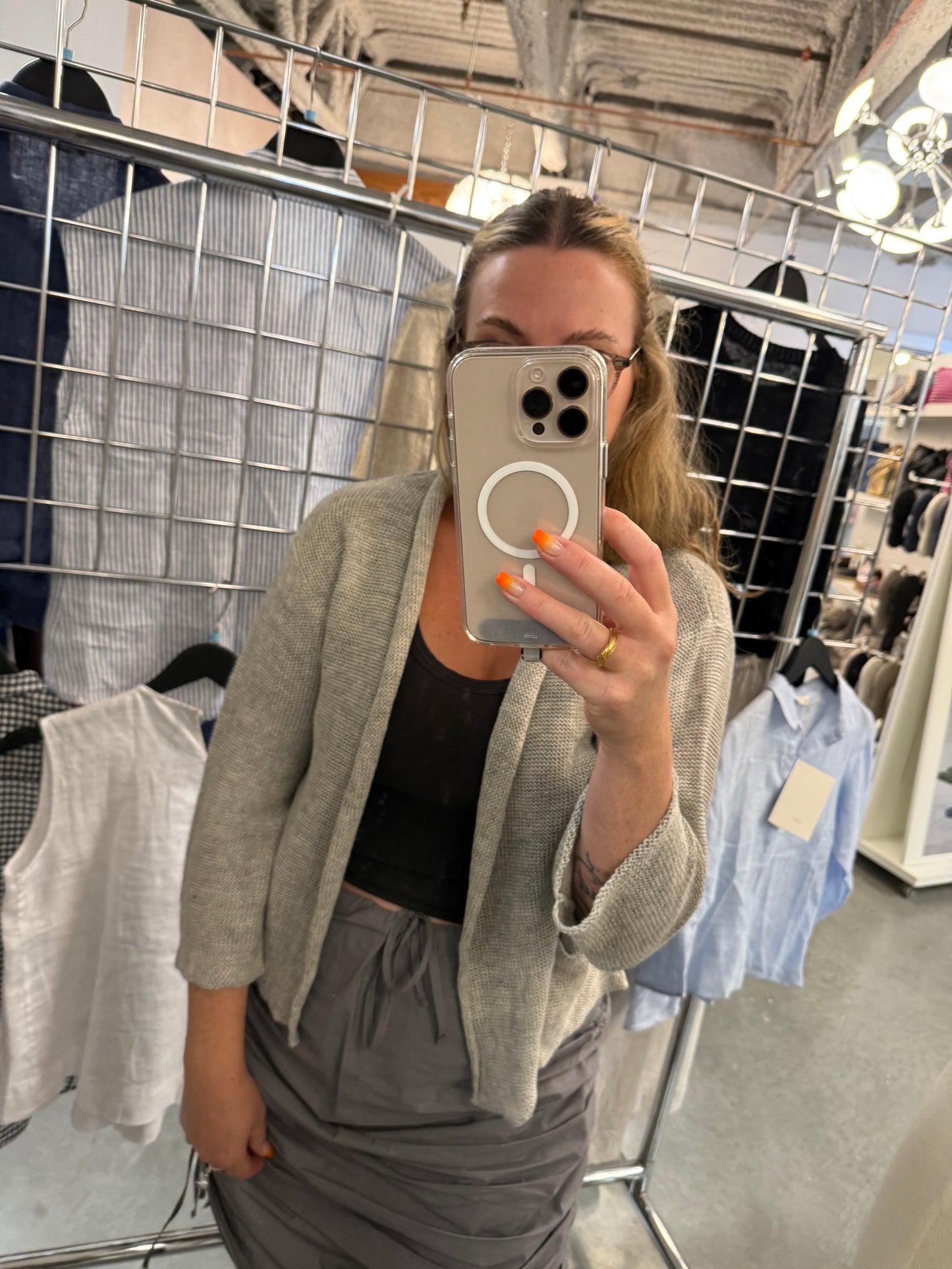 Naïf | Senna Linen Cardigan With Pockets - Melange Grey