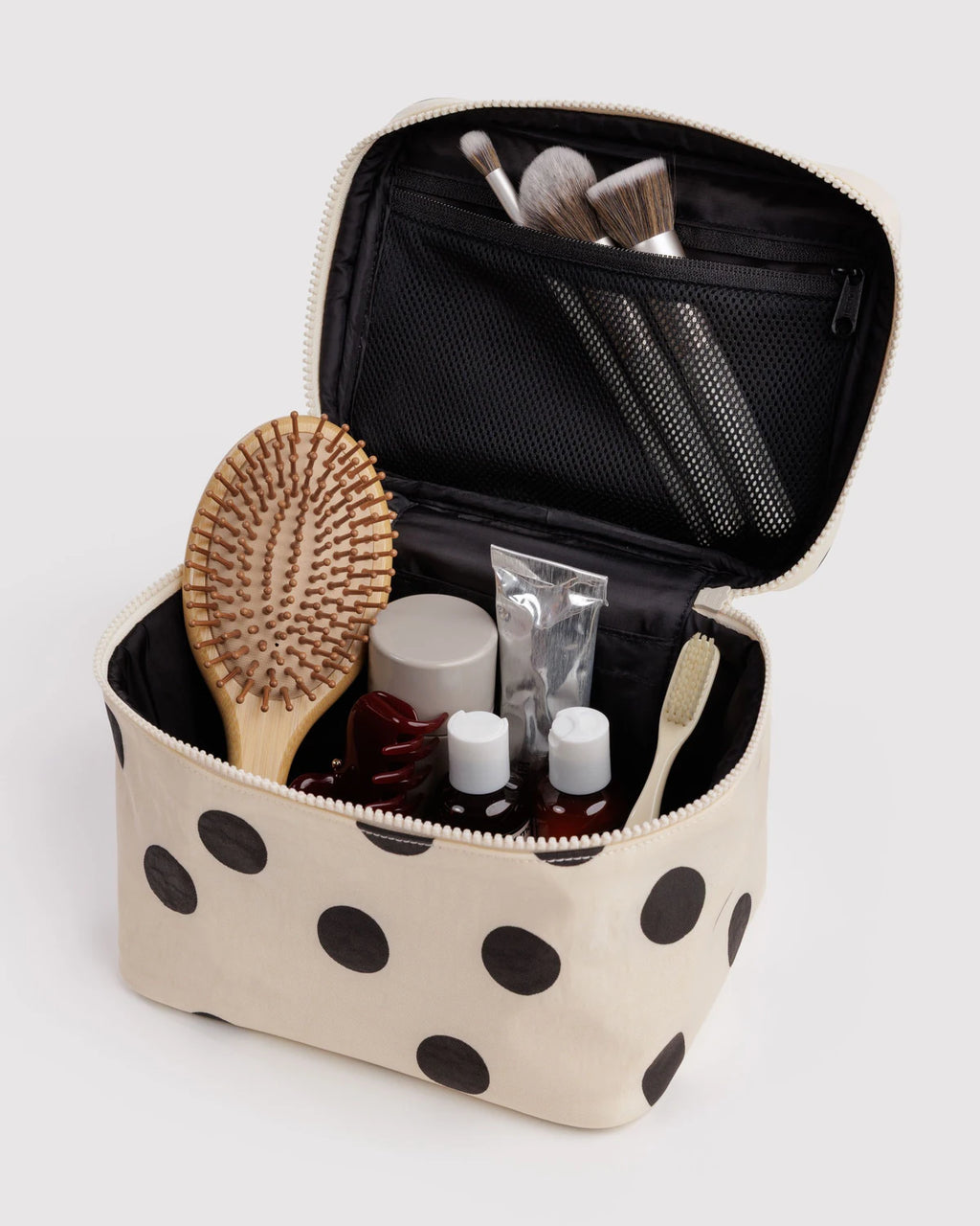 Baggu | Large Cosmetic Case - Cream and Black Polka Dot