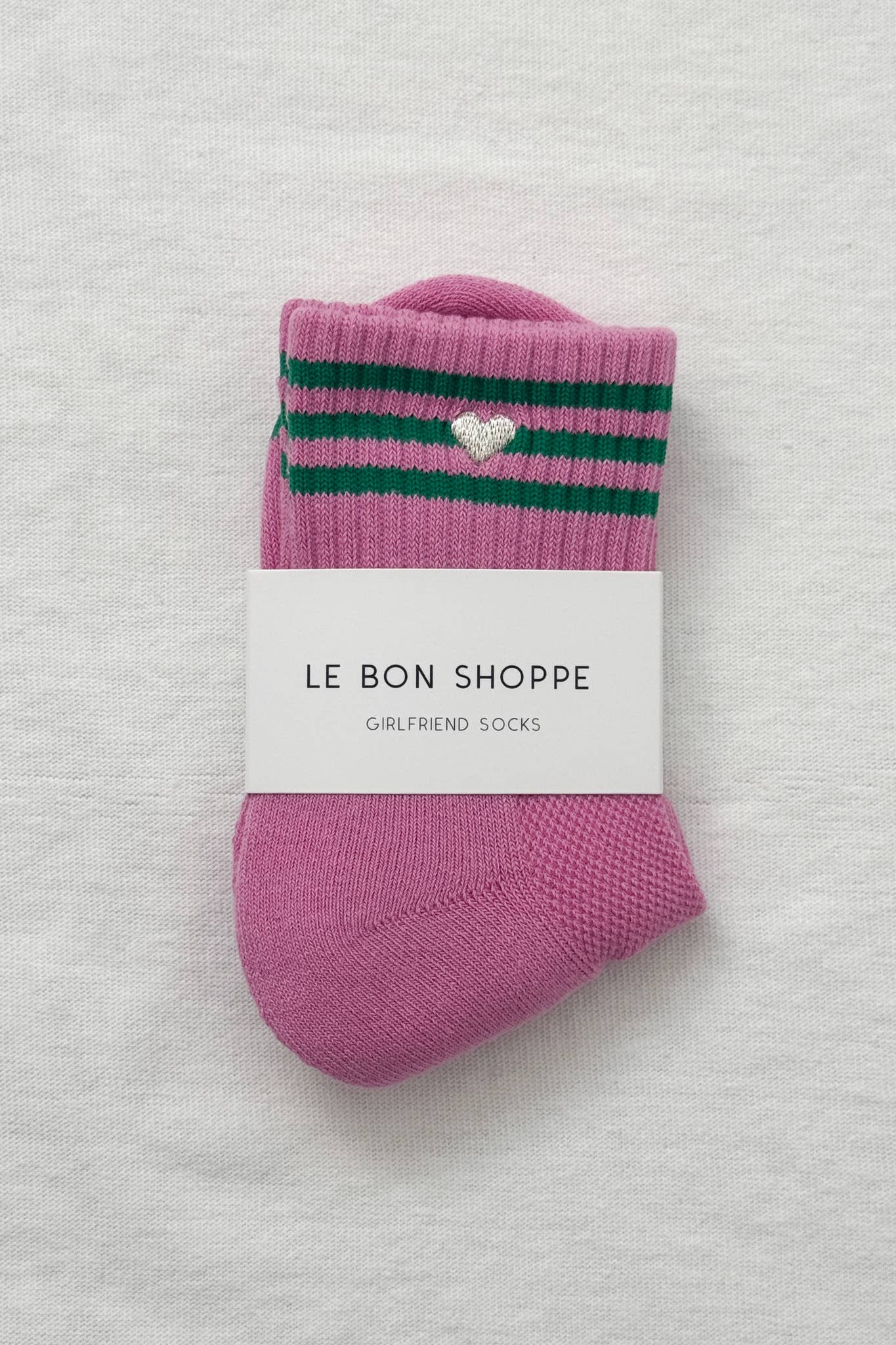 Le Bon Shoppe | Embroidered Girlfriend Socks - Rose Pink + Heart