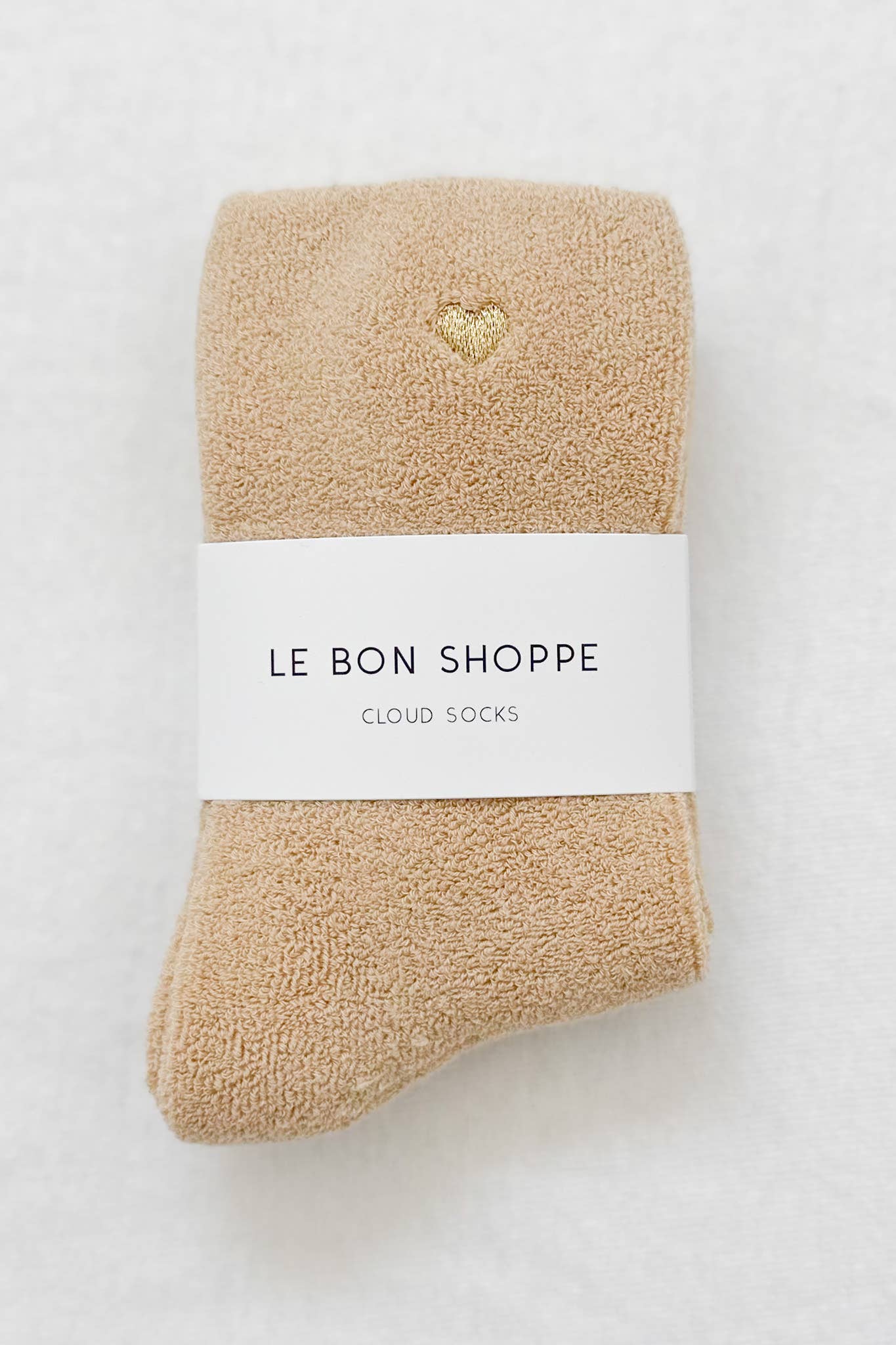 Le Bon Shoppe | Embroidered Cloud Socks - French Vanilla + Gold Heart