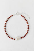 Kara Yoo | Mila II Necklace with Fireball Pearl - Red Jasper