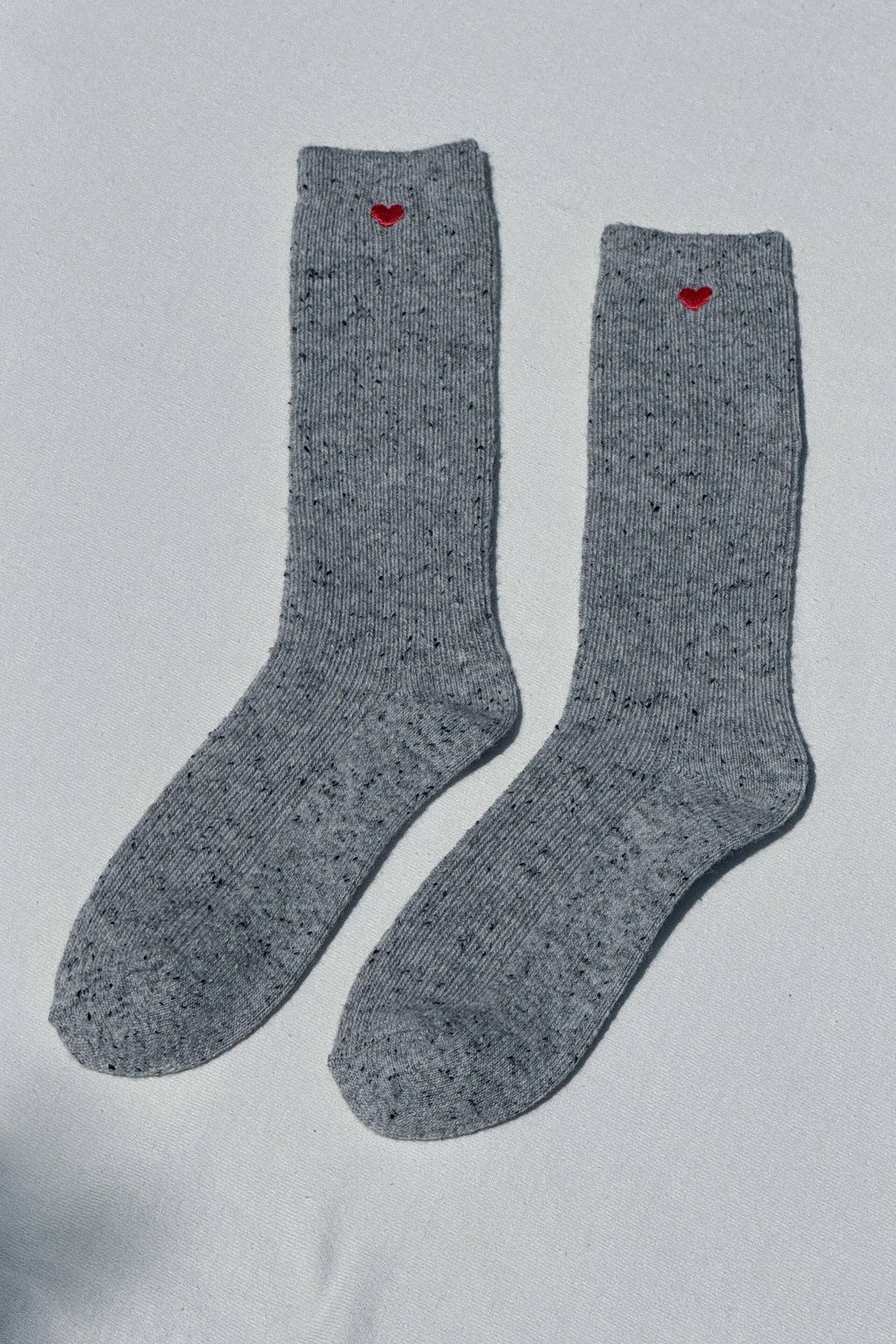 Le Bon Shoppe | Embroidered Snow Socks - Cookies and Cream & Heart