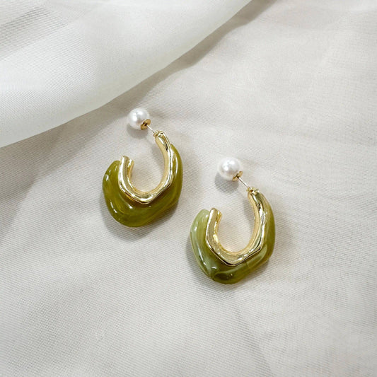 Love Local Jewelry | Gaelle Hoops - Green