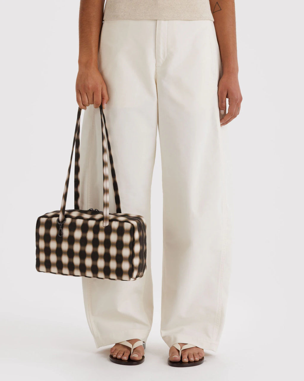 Baggu | Nylon Bowler Bag - Blurred Gingham Brown