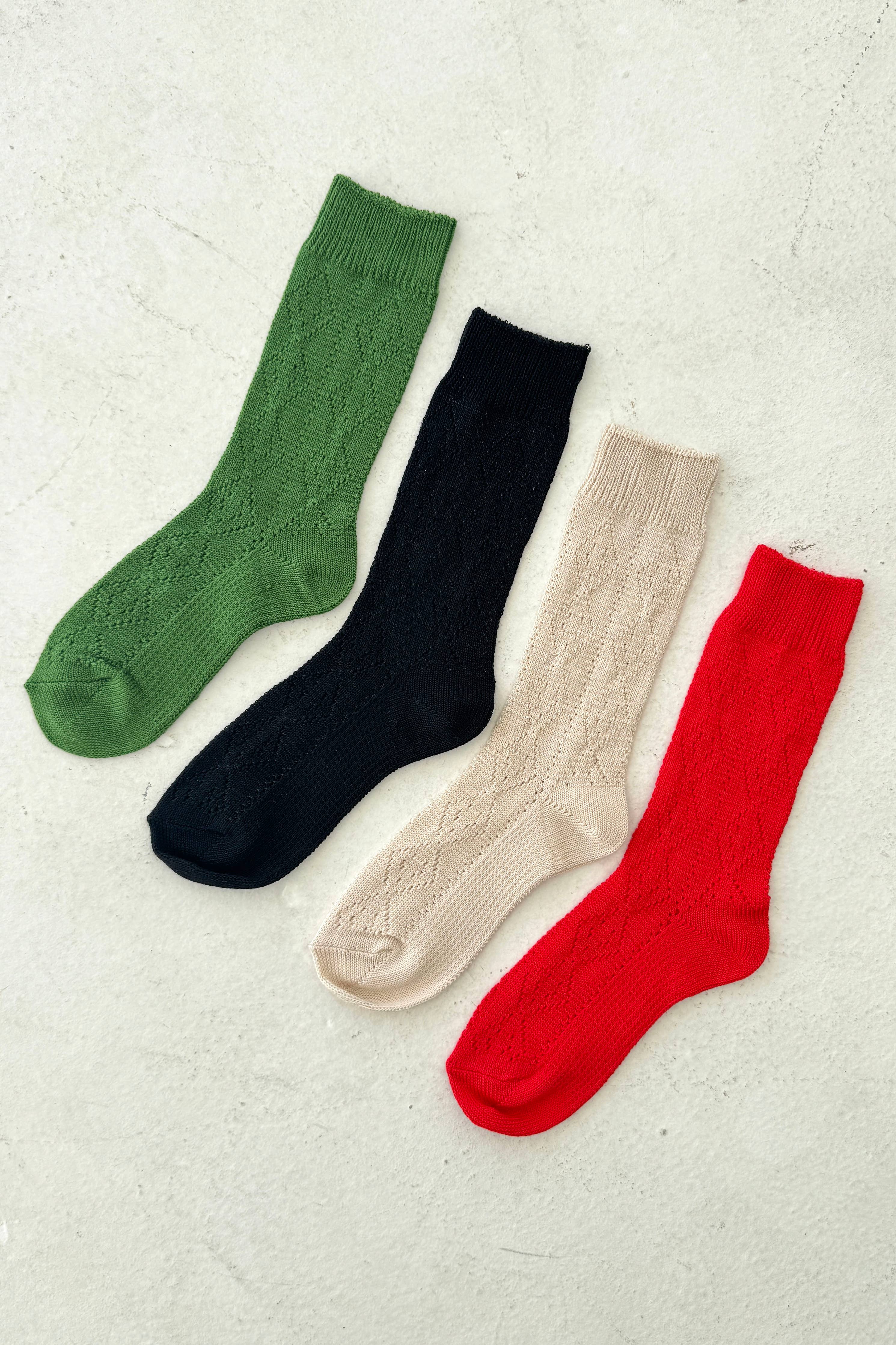 Le Bon Shoppe | Modal Eyelet Socks - Palm Green