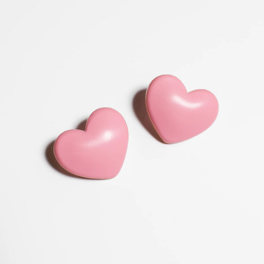 Woll | Puffy Heart Earrings - Pink