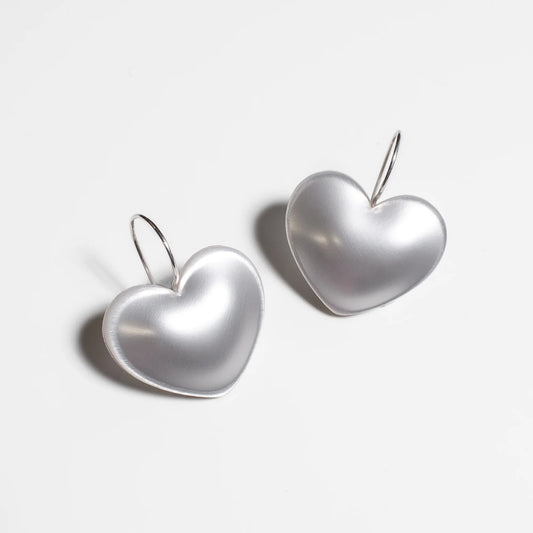 Woll | Puffy Heart Earrings - Silver