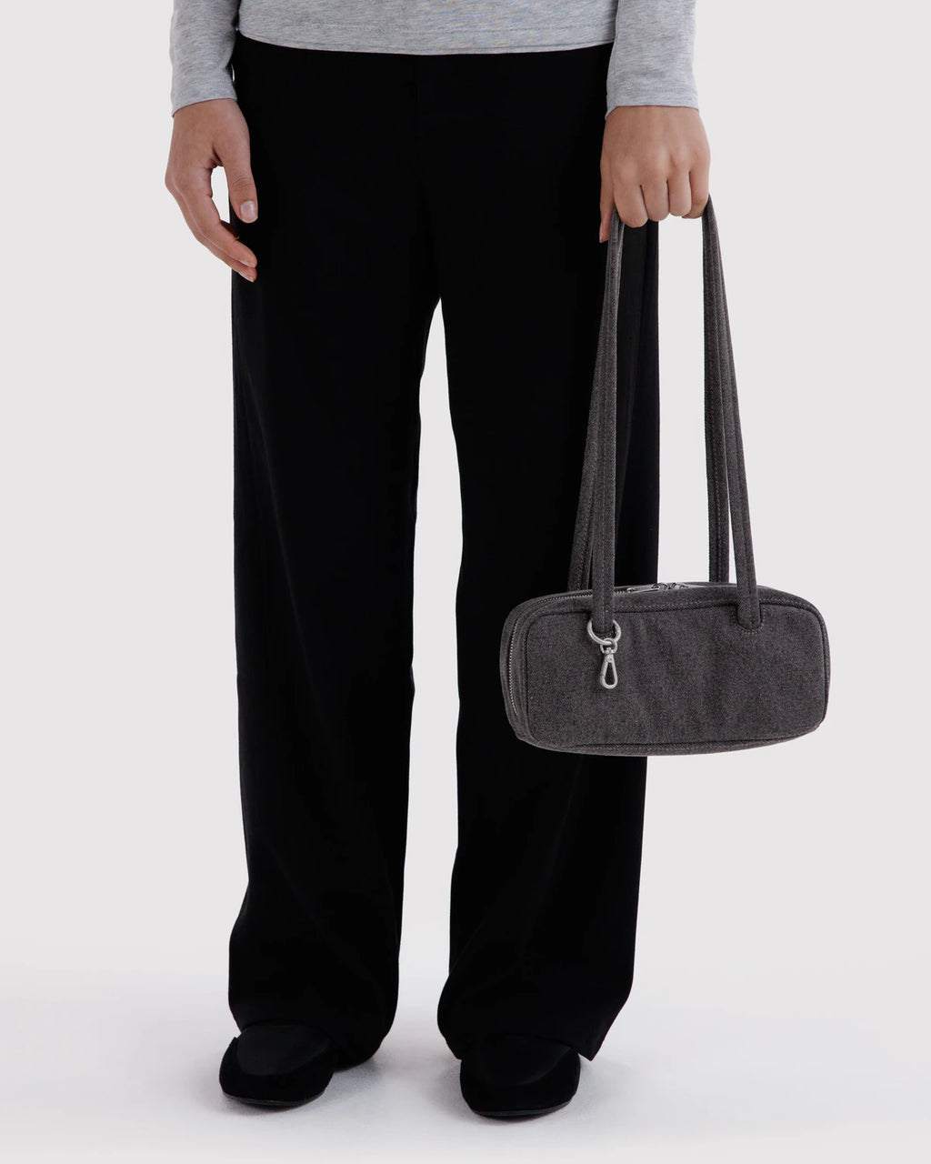 Baggu | Small Denim Bowler Bag - Washed Black Denim
