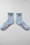 Le Bon Shoppe | Embroidered Crew Socks - Sky Blue