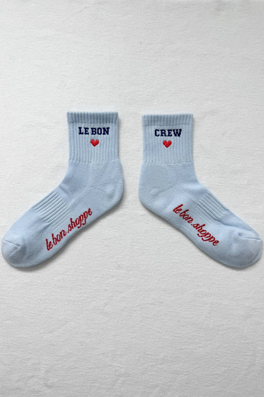 Le Bon Shoppe | Embroidered Crew Socks - Sky Blue