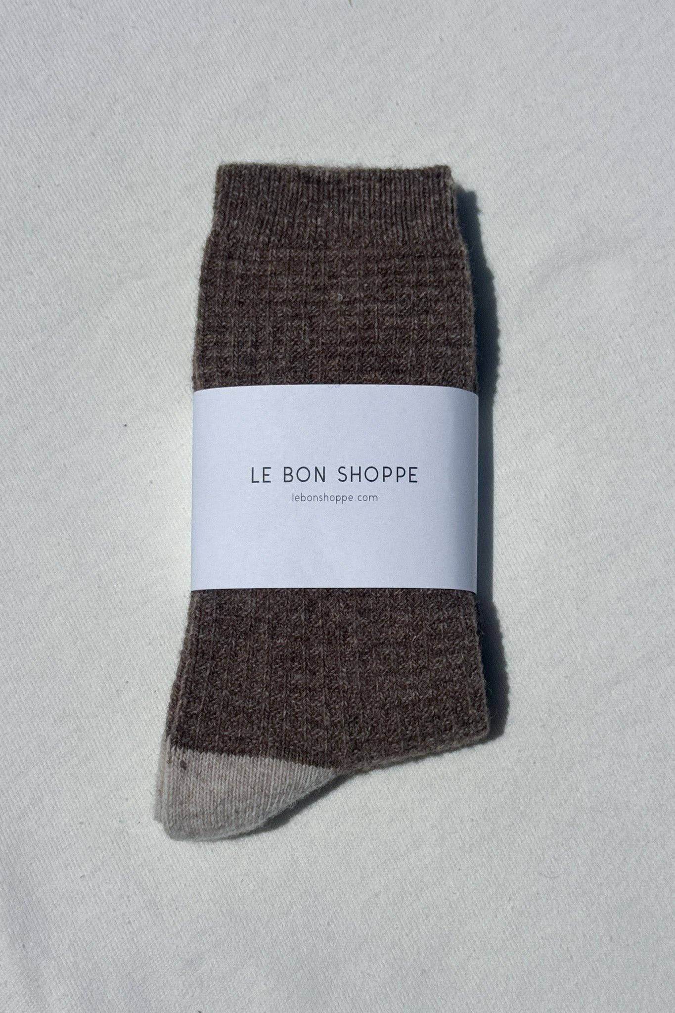 Le Bon Shoppe | Wool Waffled Socks - Brown/Oatmeal