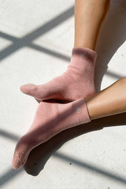 Le Bon Shoppe | Embroidered Cloud Socks - Pink Rosé + Silver Seashell