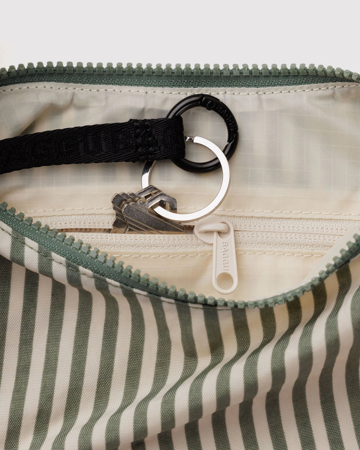 Baggu | Small Nylon Crescent Bag - Sage Stripe