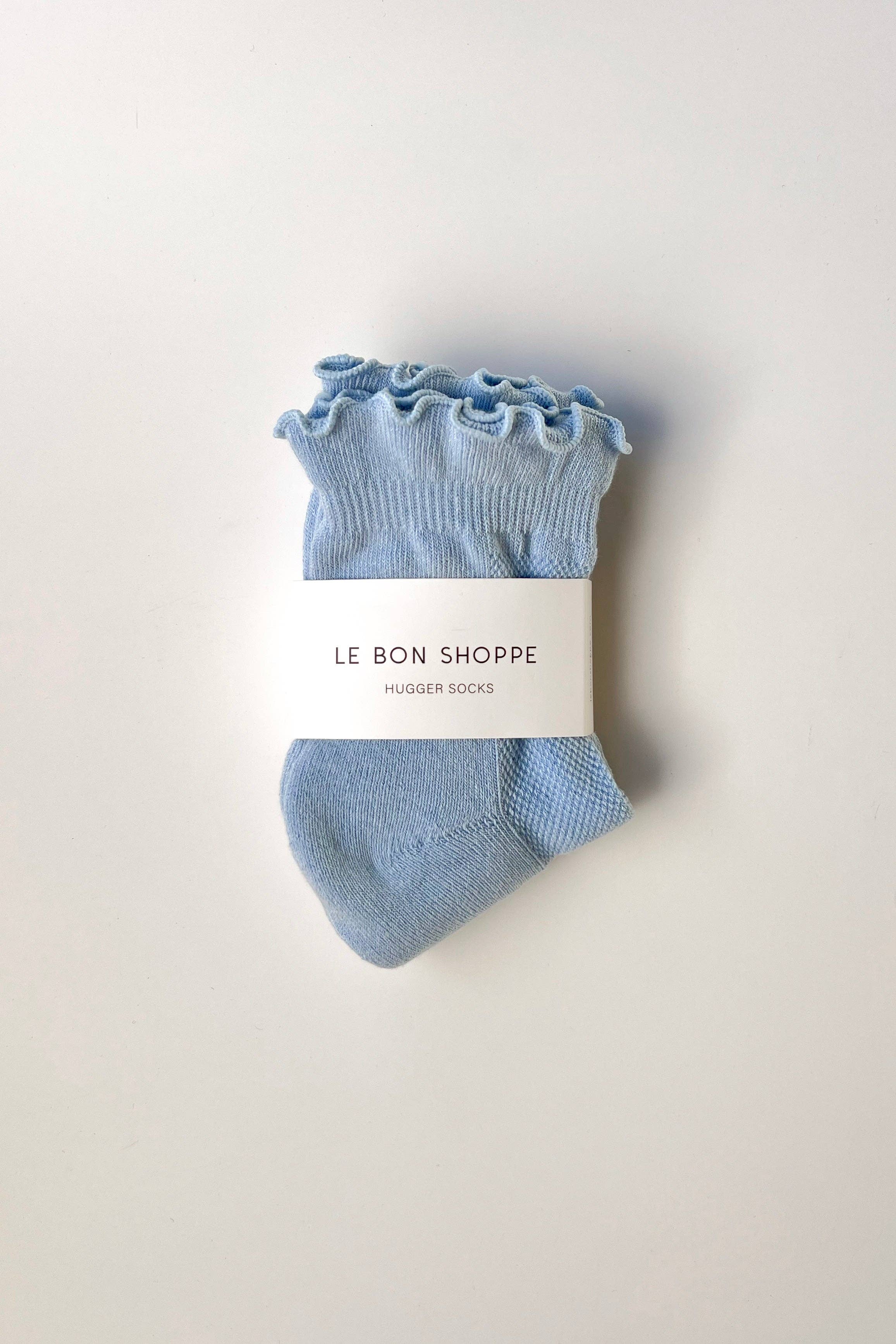 Le Bon Shoppe | Ruffled Hugger Crew Socks - Periwinkle / Red