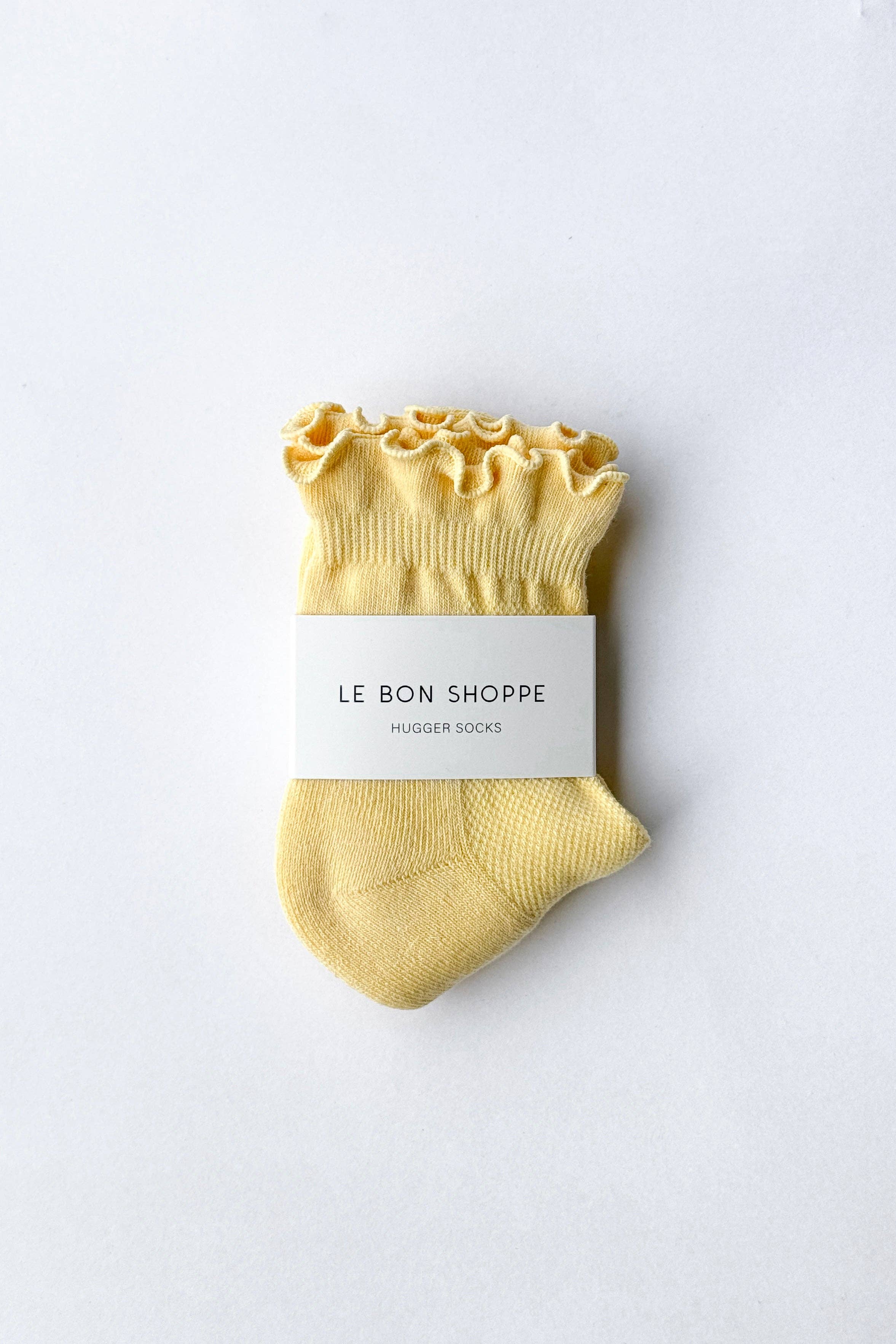 Le Bon Shoppe | Ruffled Hugger Crew Socks - Banana Cream / Red