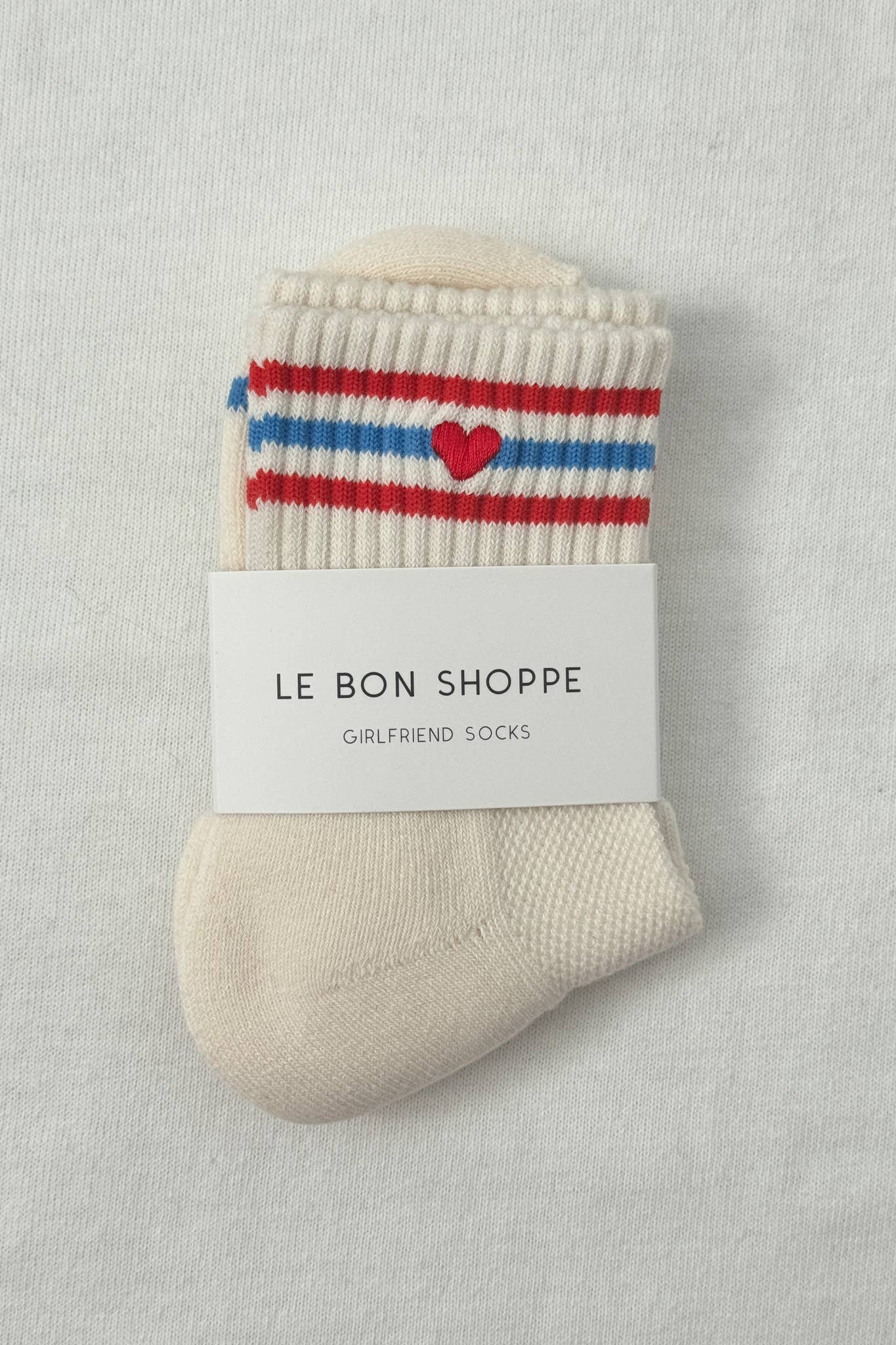 Le Bon Shoppe | Embroidered Girlfriend Socks - Ivory + Heart