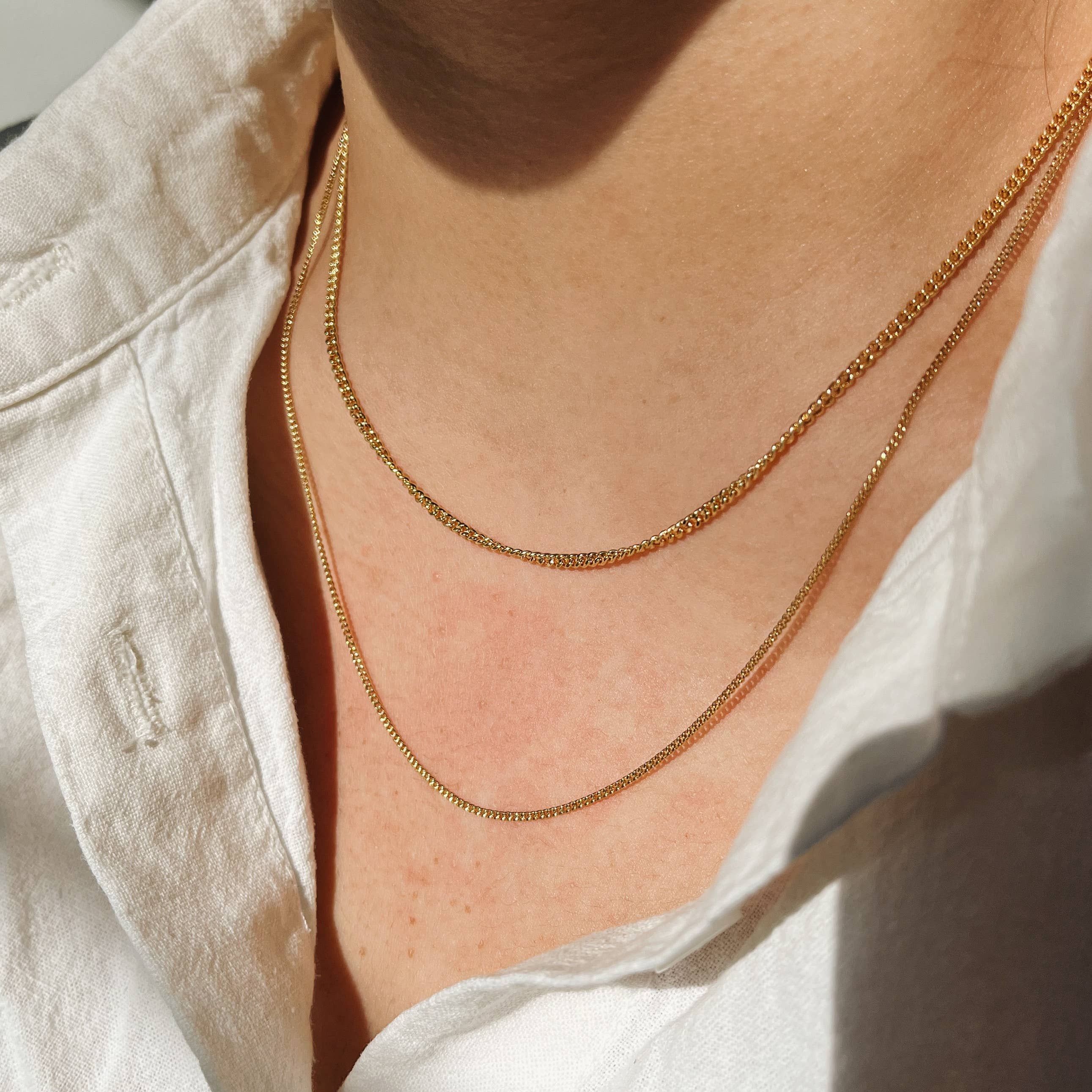 Kara Yoo | Thin Curb Necklace - Gold