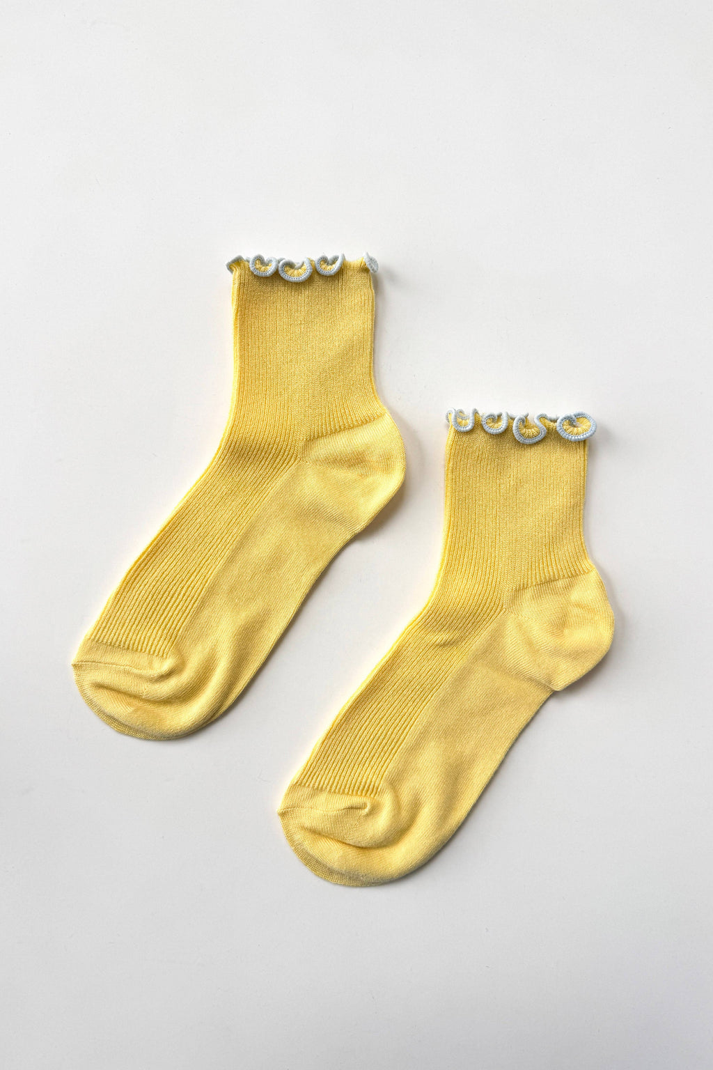 Le Bon Shoppe | The Petite Ruffled Modal Socks - Butter/Baby Blue