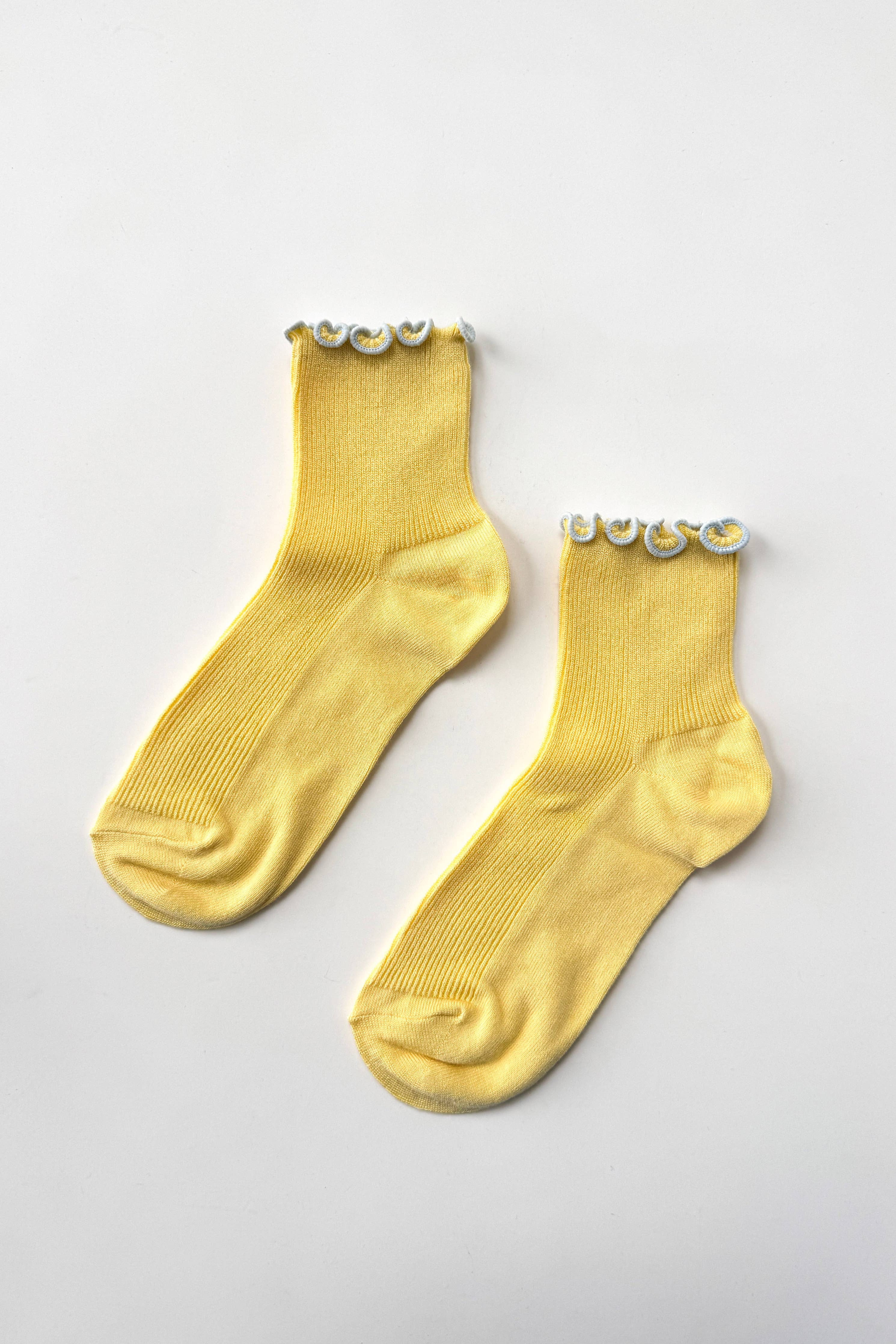 Le Bon Shoppe | The Petite Ruffled Modal Socks - Butter/Baby Blue