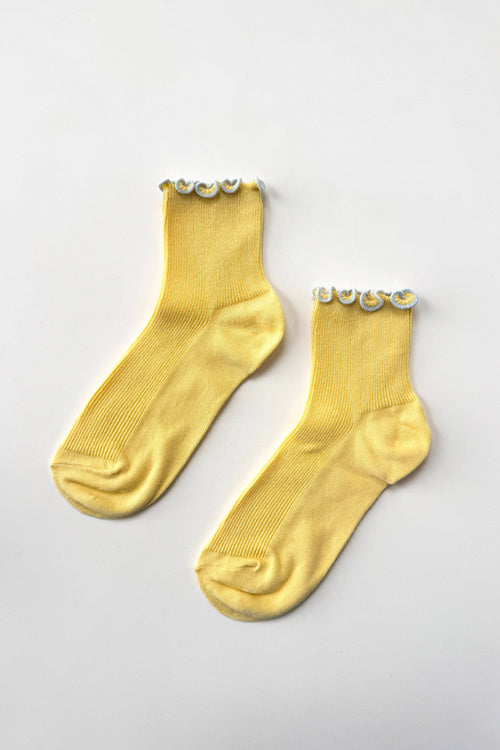 Le Bon Shoppe | The Petite Ruffled Modal Socks - Butter/Baby Blue