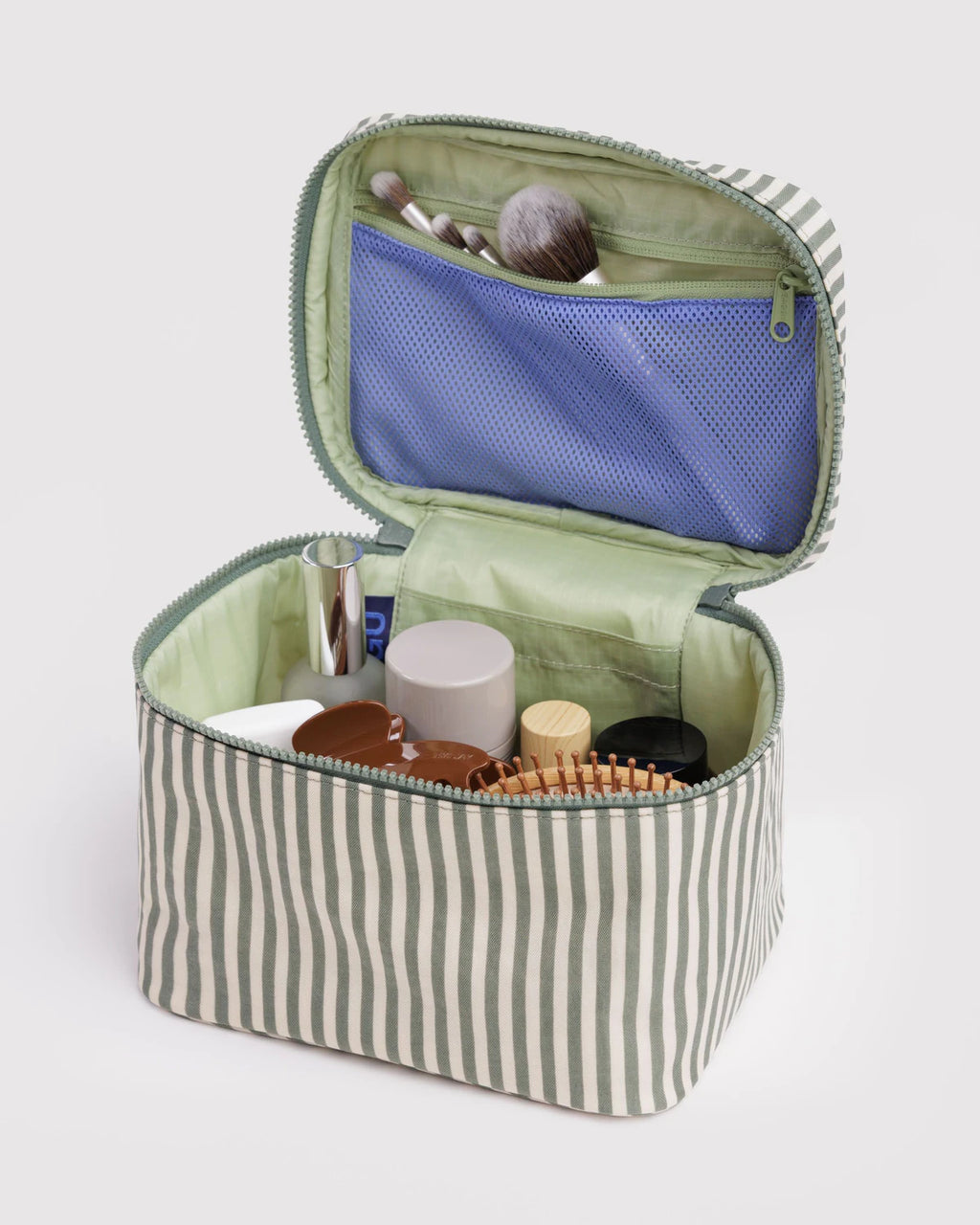 Baggu | Large Cosmetic Case - Sage Stripe