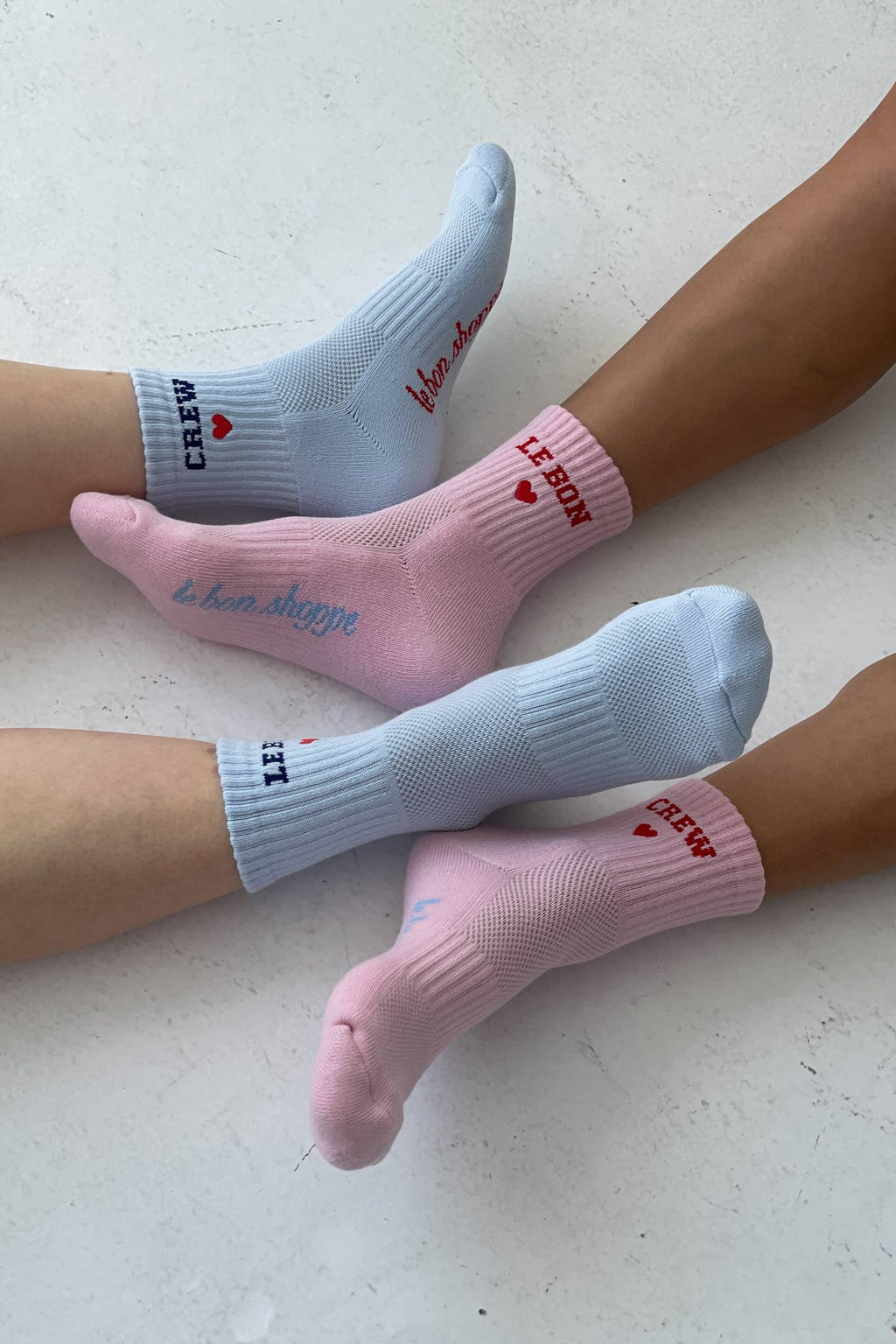 Le Bon Shoppe | Embroidered Crew Socks - Sky Blue