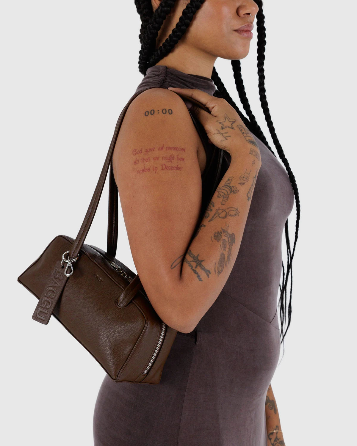Baggu | Small Recycled Leather Bowler Bag - Brown