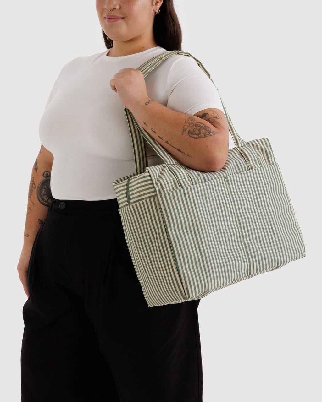 Baggu | Small Cloud Carry On - Sage Stripe