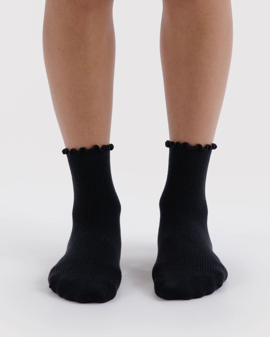 Baggu | Crew Socks - Lettuce Edge Sock Set of 2 - Black