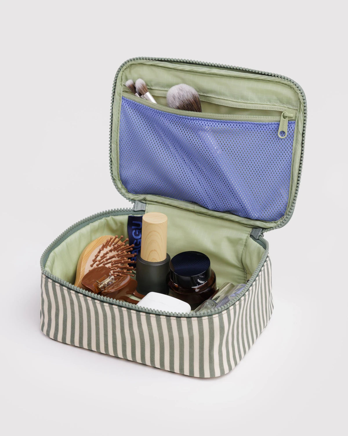 Baggu | Small Cosmetic Case - Sage Stripe