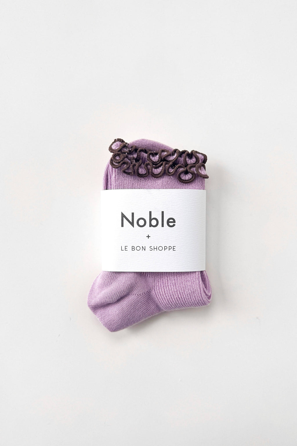 Le Bon Shoppe | The Petite Ruffled Modal Socks - Lilaic/ Brown