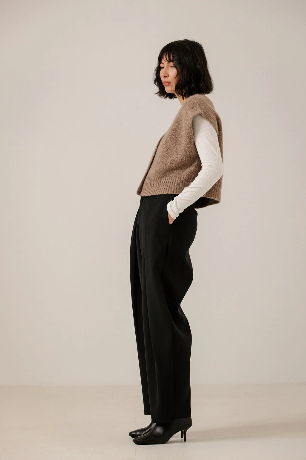 Bare Knitwear | Alpaca Button Down Vest - Dark Fawn
