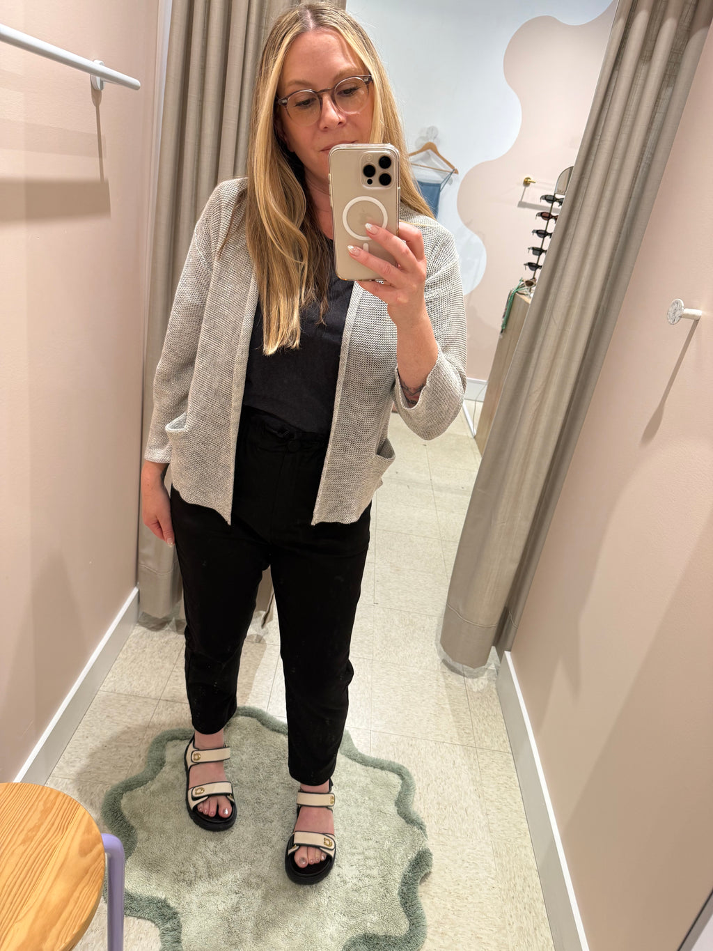 Naïf | Senna Linen Cardigan With Pockets - Melange Grey