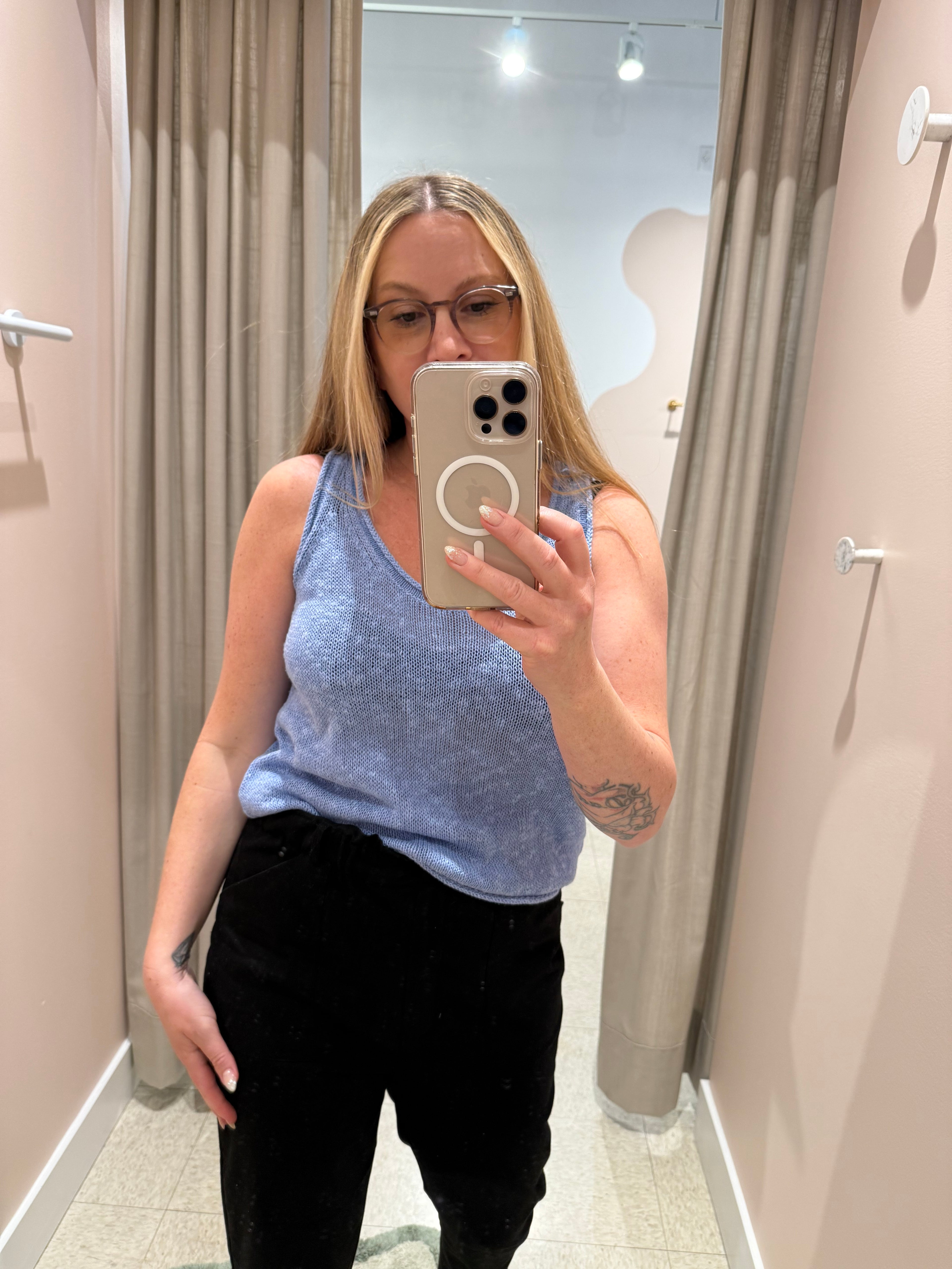 Naïf | Stina Linen and Silk Blend Knit Camisole - Sky Blue