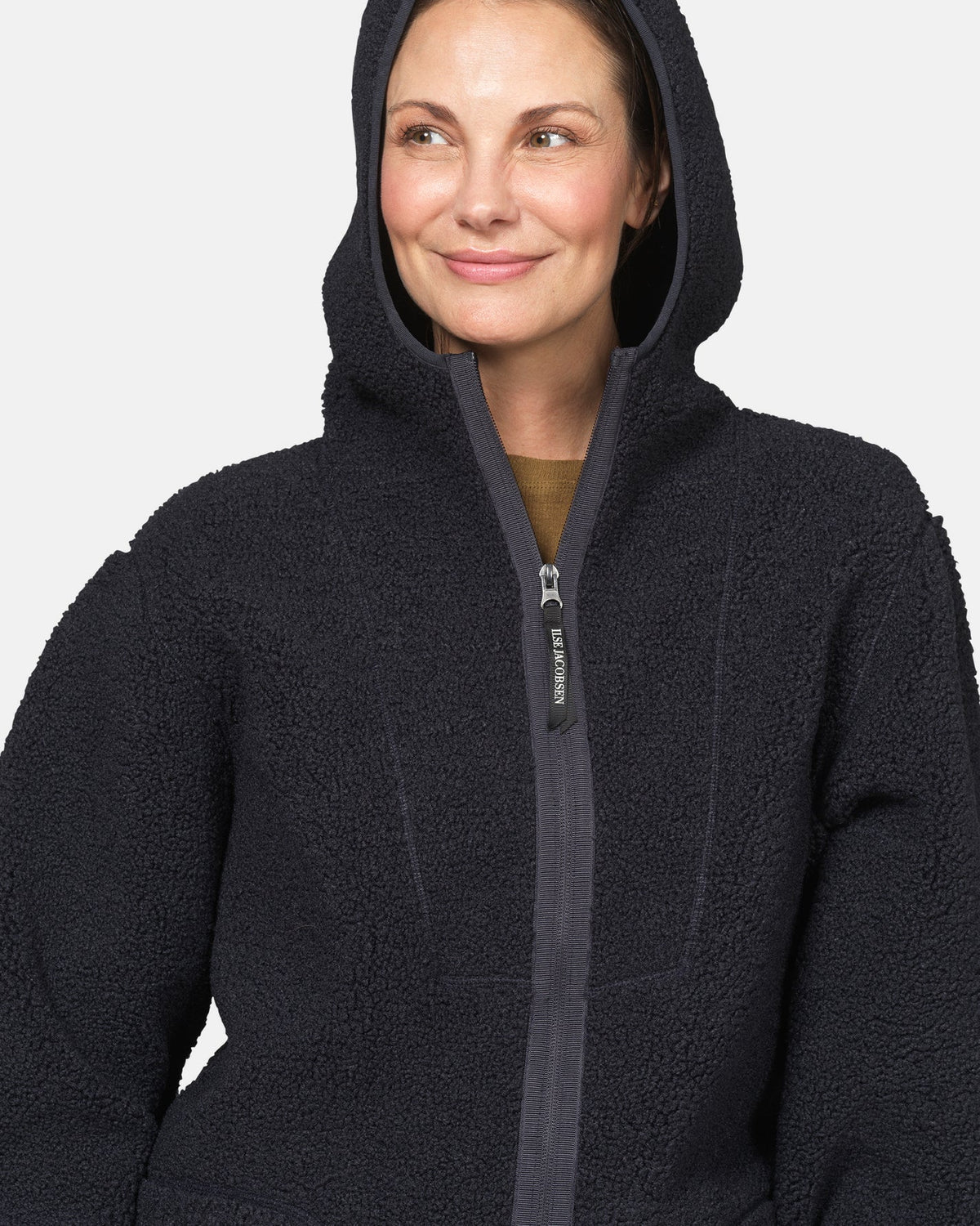 Ilse Jacobsen | Bonded Pile Jacket with Hood - Dark Indigo