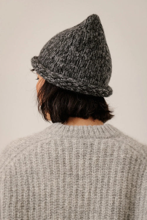 Bare Knitwear | Baby Alpaca Roll Hat - Charcoal Marl